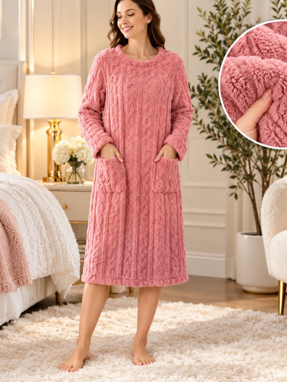 Woman’s soft plush sleeper/lounger